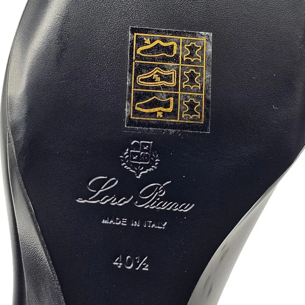 Loro Piana Viola High Wedge Pumps Black Leather FAQ6802 - NWB $1375
